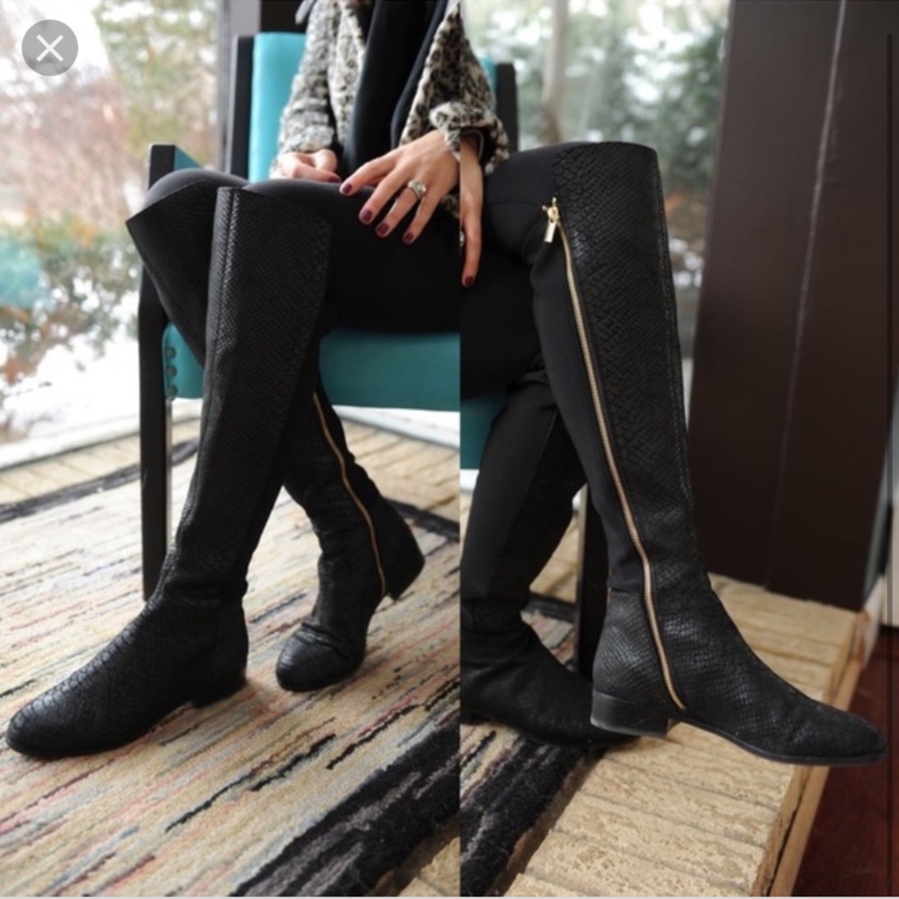 Michael Kors Bromley Leather Riding Boot Black 8.5